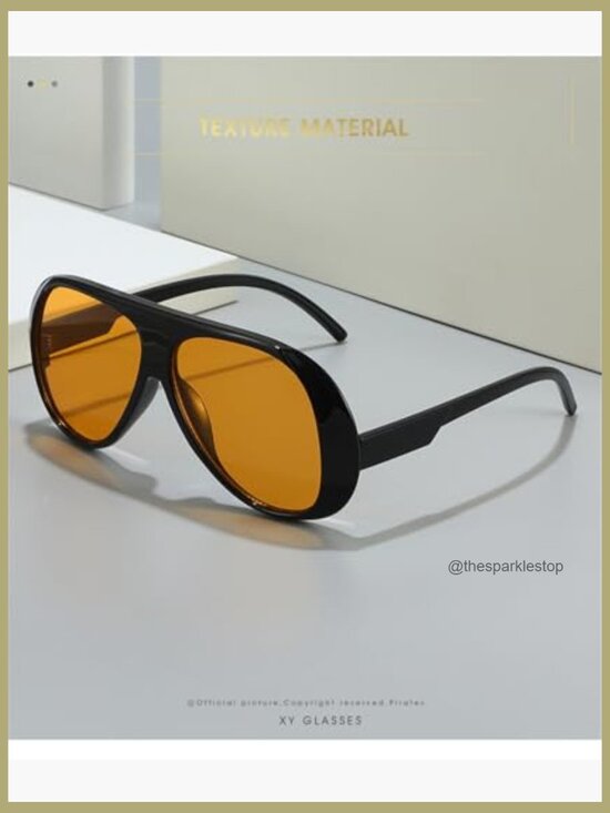 Oversized Aviator Sunglasses, Square Frame, UV 400 Protection, Plastic main image 6